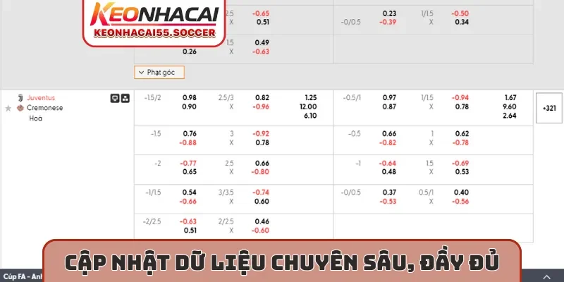 Cập nhật dữ liệu chuyên sâu, đầy đủ