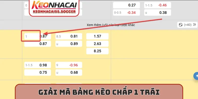 Giải mã bảng kèo chấp 1 trái